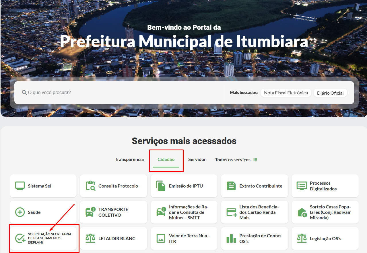 Passo 1 - Serviços mais acessados  src=